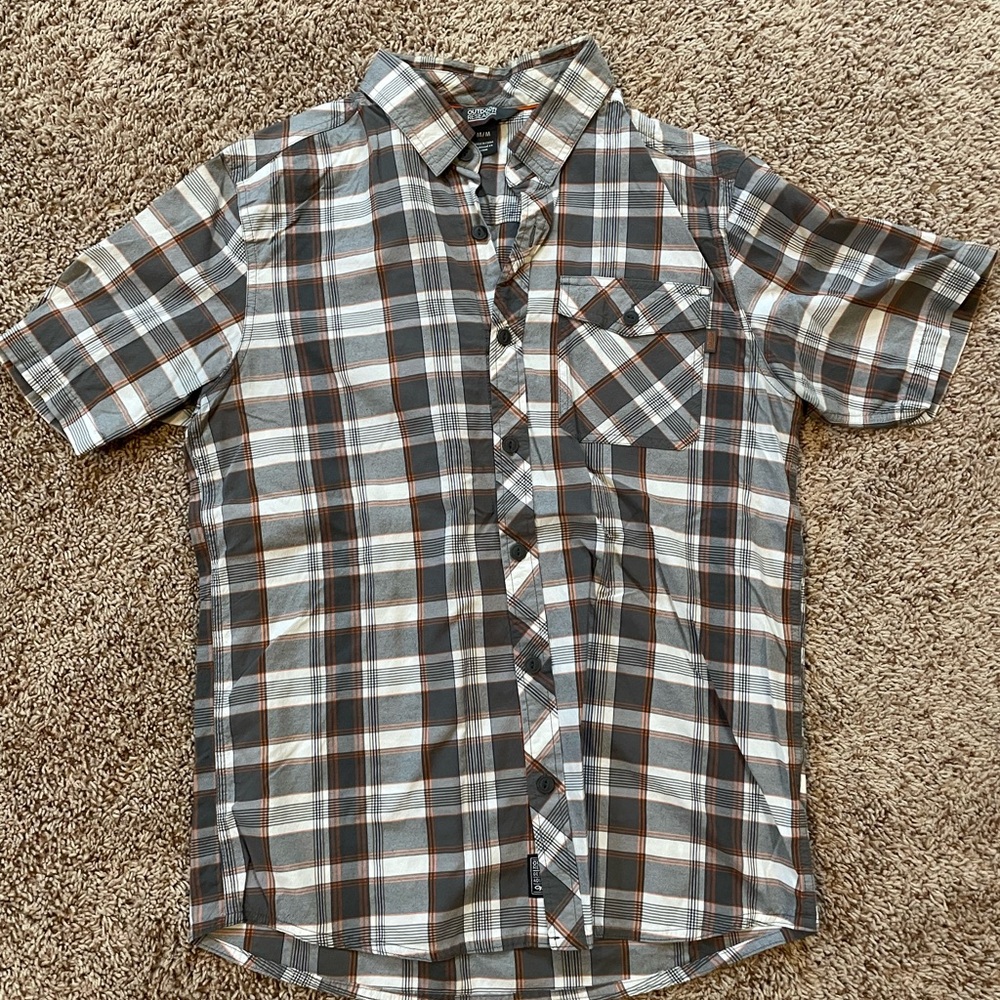 Outdoor Research Gray and Brown Plaid Button Down Shirt
